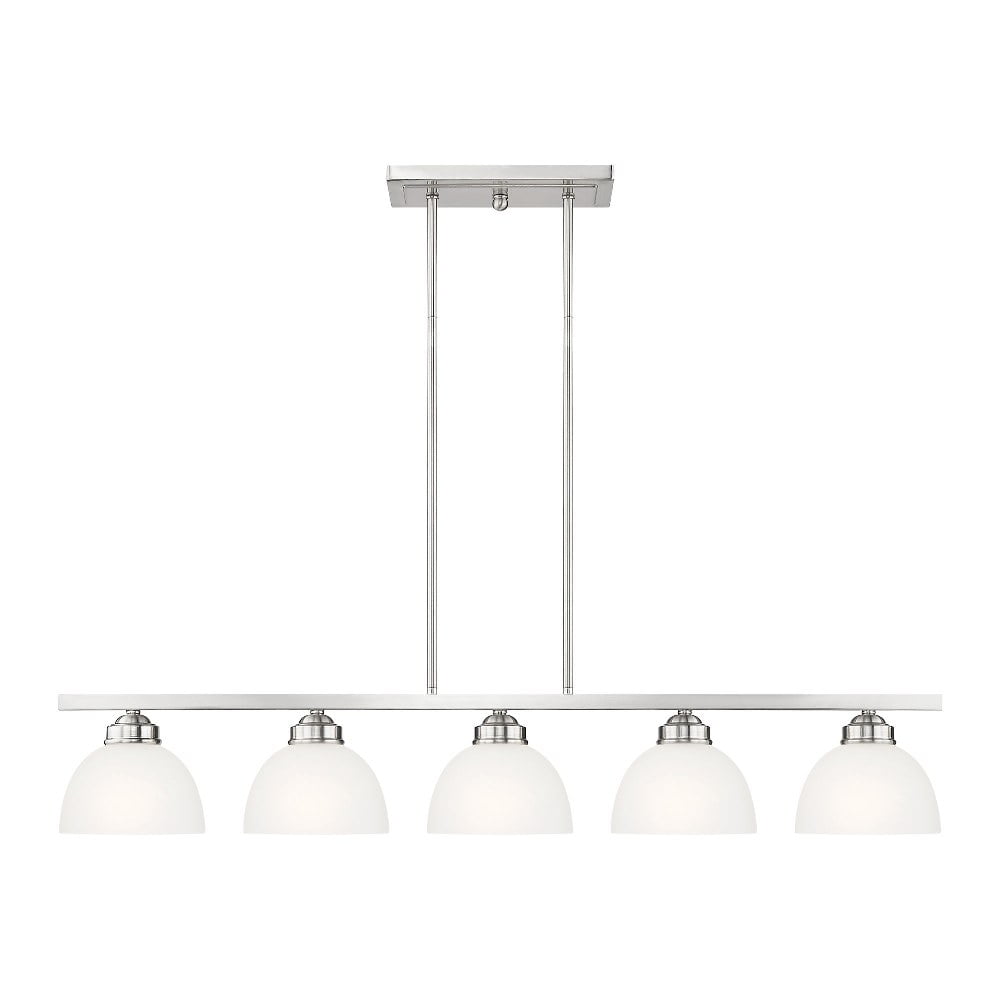 Sleek Somerset Brushed Nickel 5-Light Linear Chandelier with Satin Glass