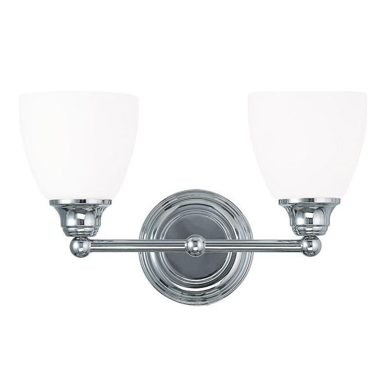 Polished Chrome 2-Light Vanity with Satin Opal Glass
