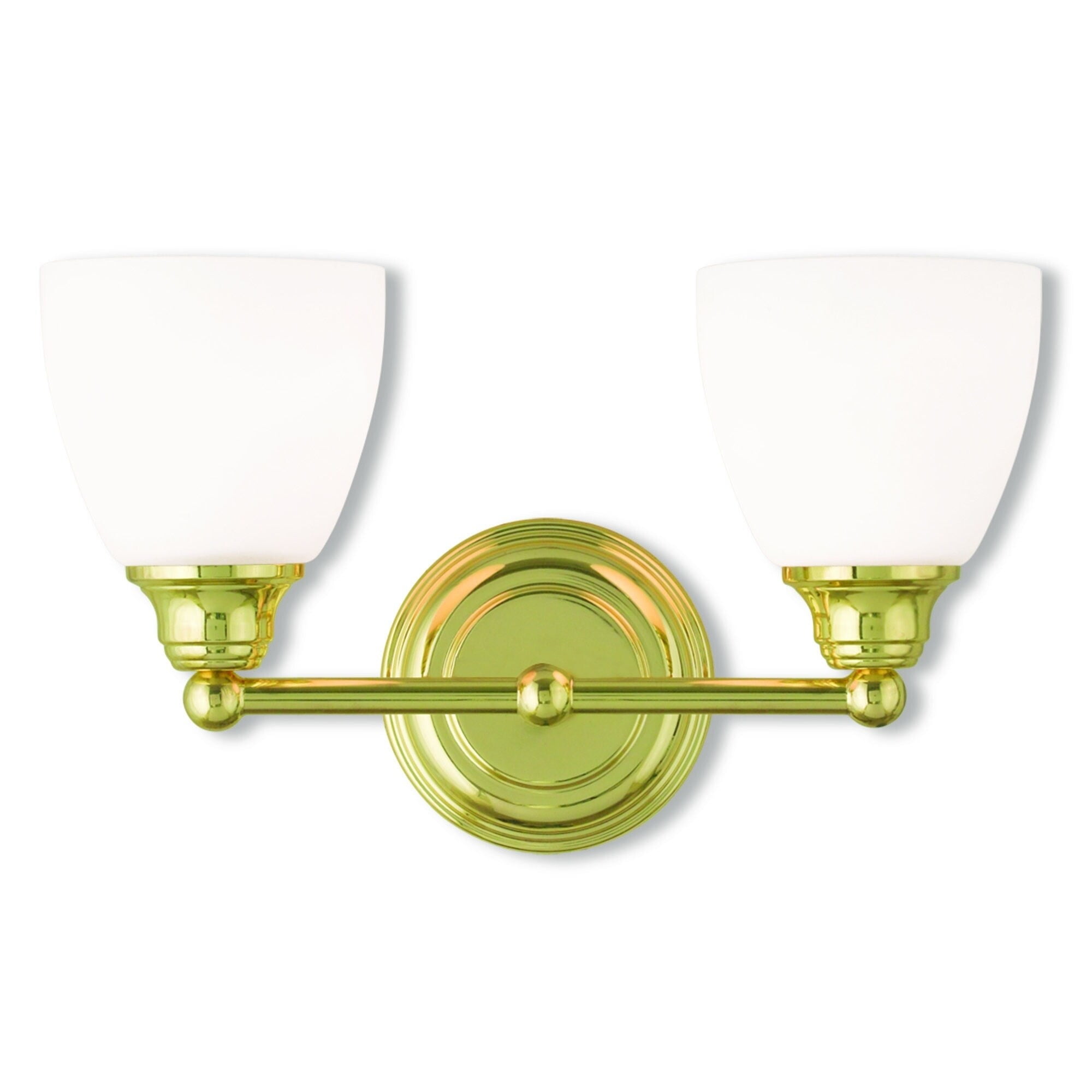 Polished Brass 2-Light Vanity with Satin Opal Glass