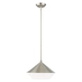 thumbnail image 1 of Livex Lighting  Stockholm 1-Light Brushed Nickel Mini Pendant - 13"Dia. x 17"-47"Adj. H, 1 of 9