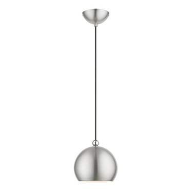 45481-91-Livex Lighting-Stockton - 1 Light Globe Mini Pendant In Industrial Style-14.25 Inches Tall and 8 Inches Wide-Brushed Nickel/Polished Chrome