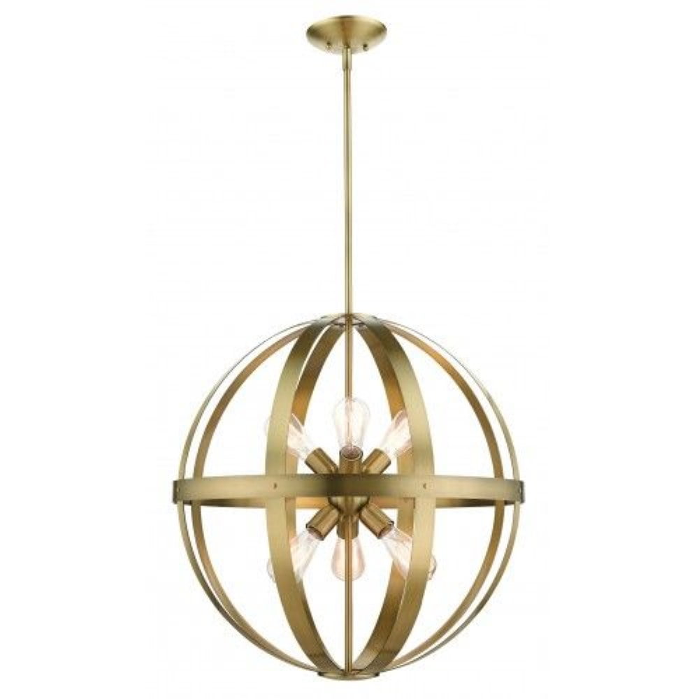 Antique Brass Sputnik 6-Light Globe Pendant Chandelier