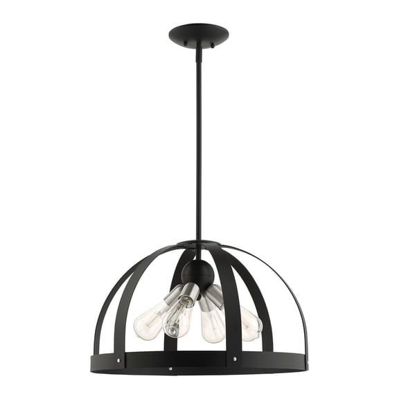 49647-14 Livex Lighting Stoneridge - 4 Light Pendant in Industrial Style - 20 Inches wide by 15.25 Inches high     -Traditional Installation