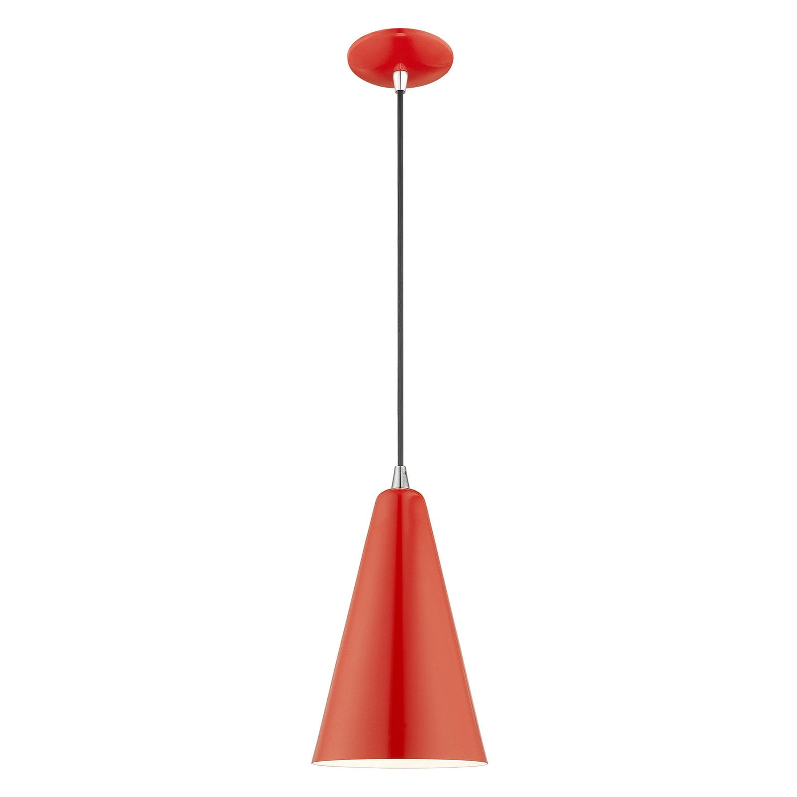 Modern Mini Pendant Light in Shiny Red with White Interior Finish