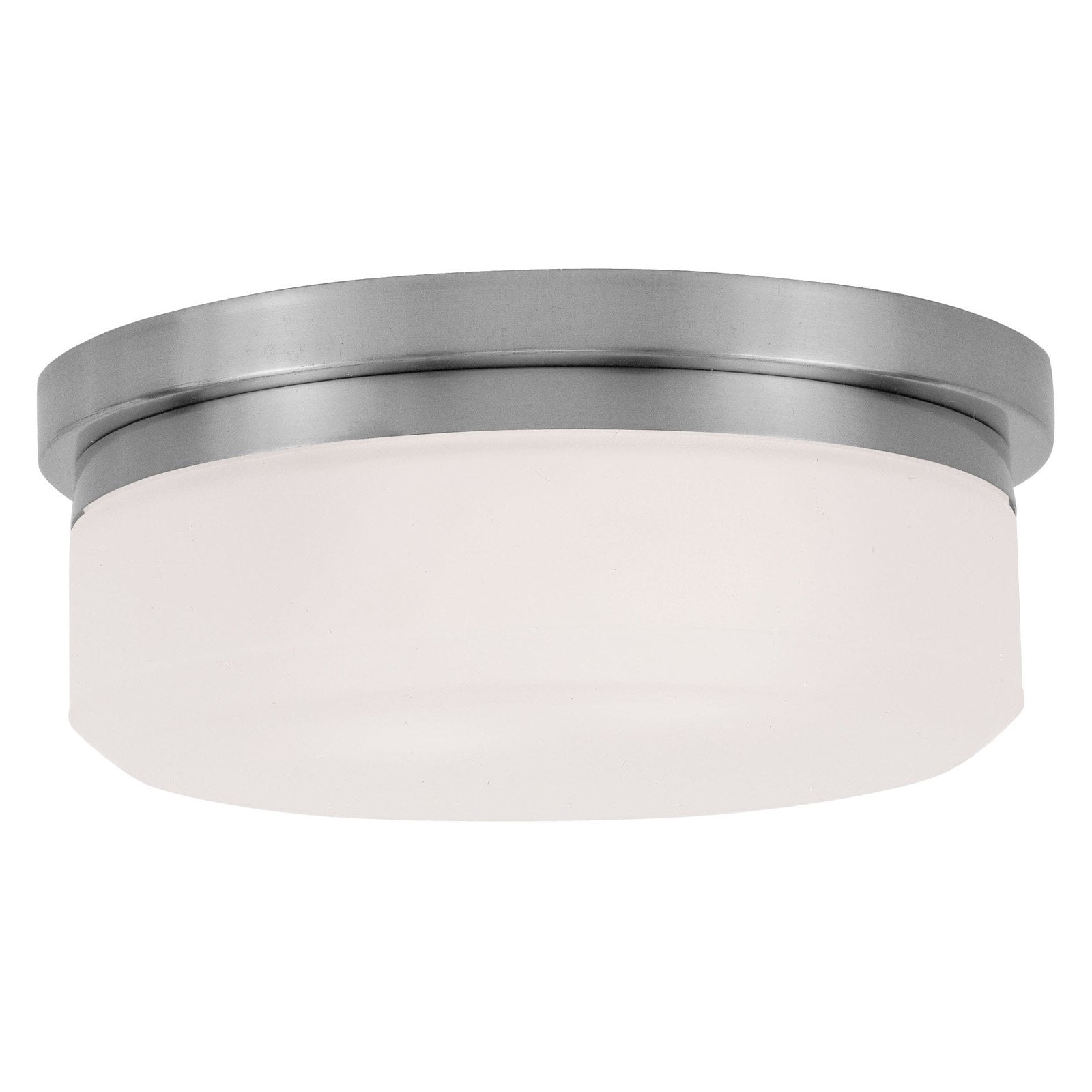 Stratus Collection 2-Light Flush Mount in Brushed Nickel with Hand-Blown Satin Glass