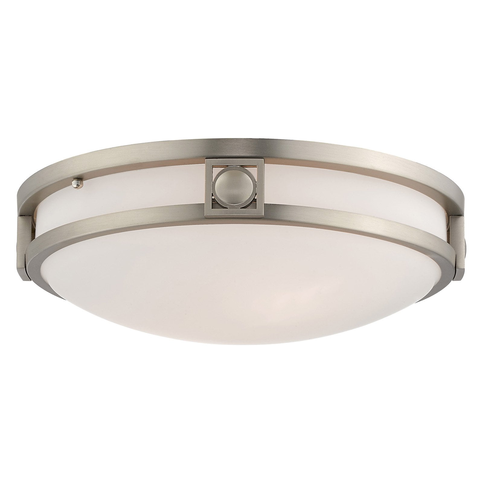 Titania Brushed Nickel 2-Light Flush Mount with Satin White Glass