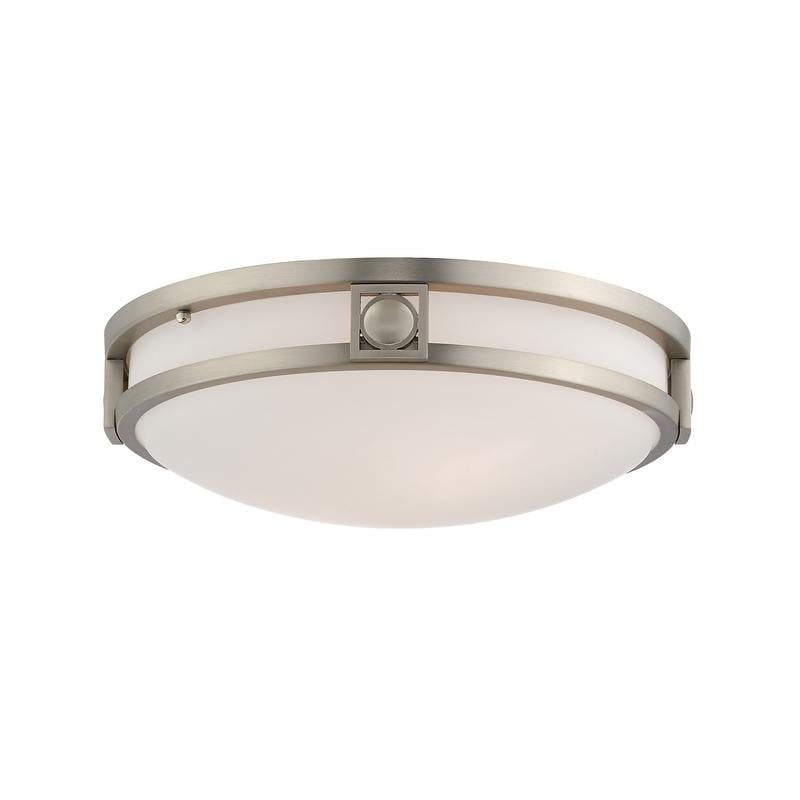 Titania Brushed Nickel 2-Light Flush Mount with Satin White Glass