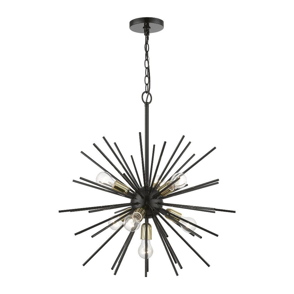 Tribeca Shiny Black and Brass 7-Light Sputnik Chandelier