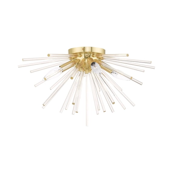Livex Lighting Utopia 4-Light Mid-Century Metal Ceiling Mount in Satin Brass