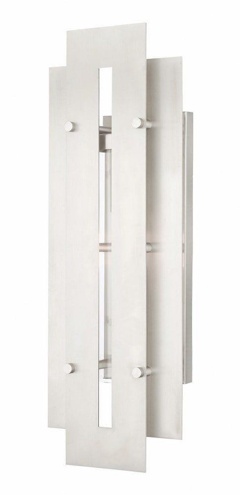 Utrecht Brushed Nickel Outdoor Wall Lantern with Clear Glass