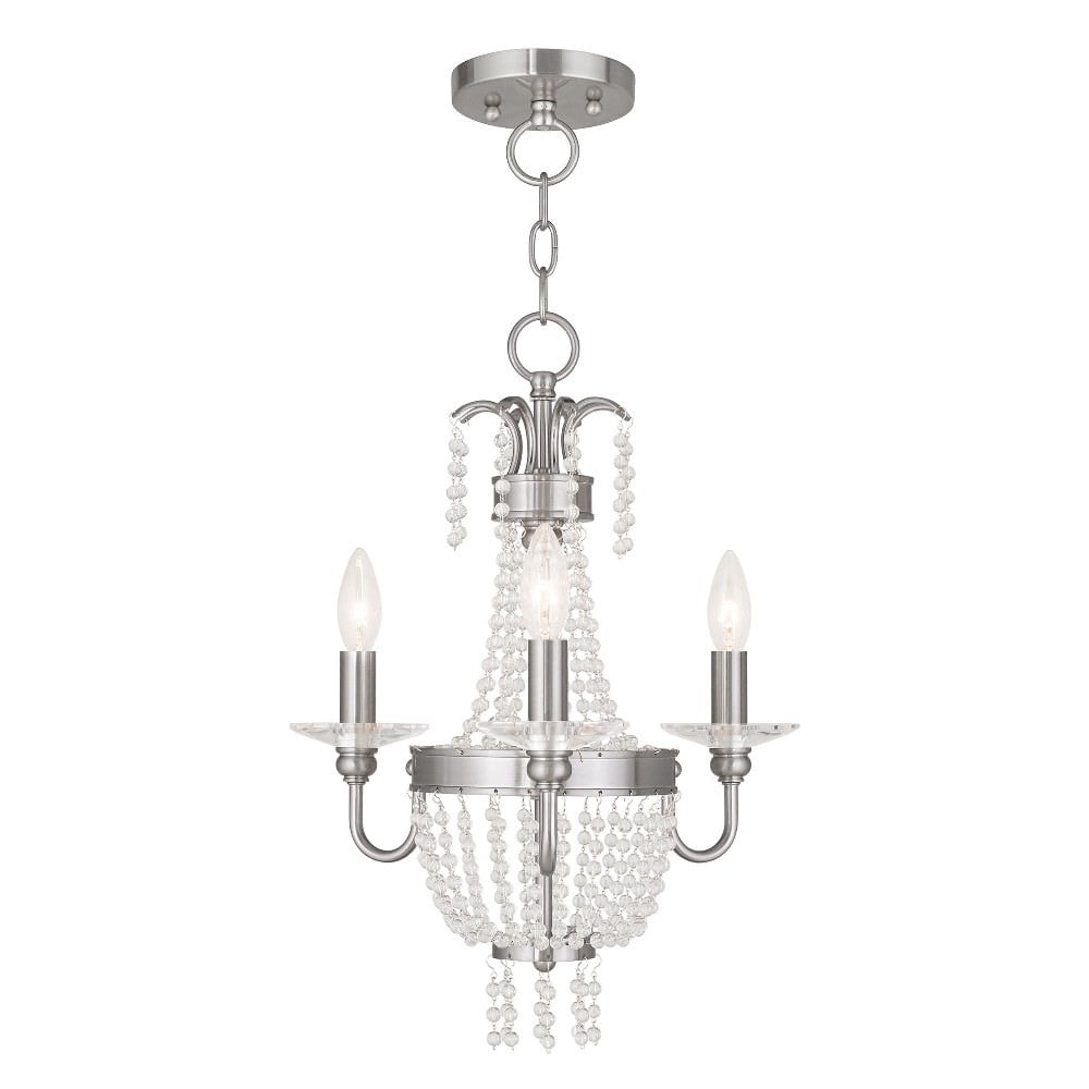 Brushed Nickel Mini Crystal 3-Light Chandelier
