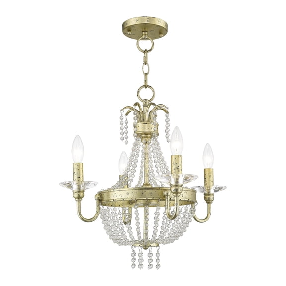 51844-28 Livex Lighting Valentina - 4 Light Convertible Mini Chandelier in French Country Style - 18 Inches wide by 19.5 Inches high-Winter Gold