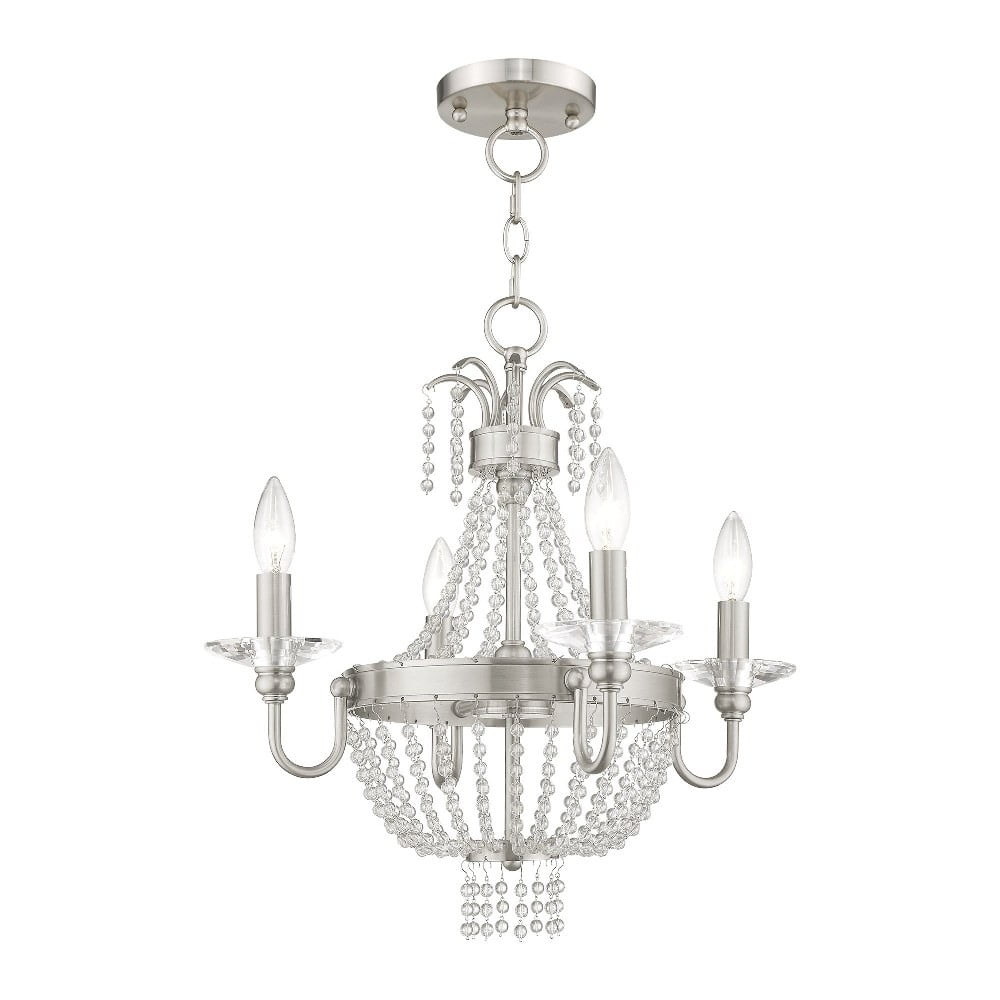 Brushed Nickel Mini Crystal 4-Light Candle Chandelier