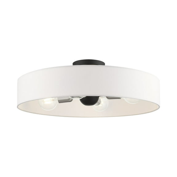 Livex Lighting Venlo 22" 4-Light Modern Metal/Fabric Semi Flush Mount in Black