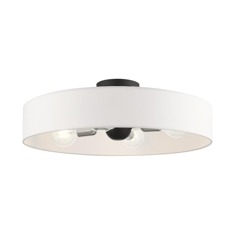 Elegant Black and Brushed Nickel 4-Light Drum Semi-Flush Mount