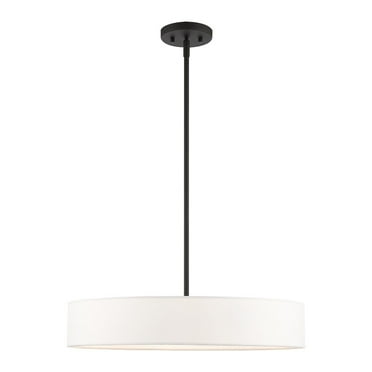 46924-04-Livex Lighting-Venlo - 4 Light Medium Drum Pendant In Timeless Style-12.75 Inches Tall and 22 Inches Wide-Black/Brushed Nickel Finish