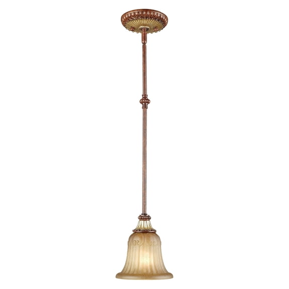 Livex Lighting Villa Verona Mini Pendant in Verona Bronze with Aged Gold Leaf
