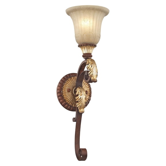 Livex Lighting Villa Verona Wall Sconce in Verona Bronze with Aged Gold Leaf
