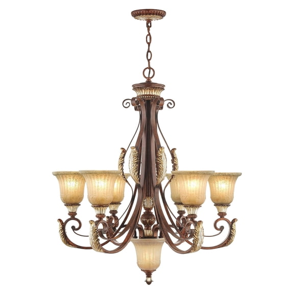 Livex Lighting Villa Verona Chandelier in Bronze with Aged Gold Leaf Multi-Color