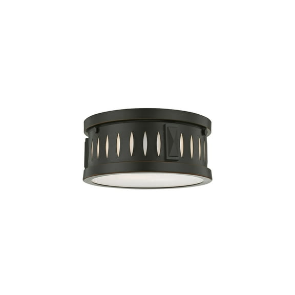 Livex Lighting Vista 2-Light Olde Bronze Ceiling Mount - Olde Bronze - 10"Dia. x 4"H