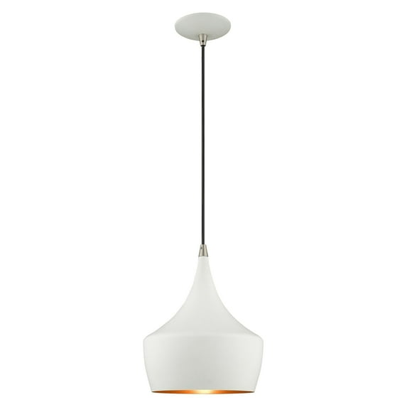 Livex Lighting Waldorf 1-Light Metal Single Pendant in White