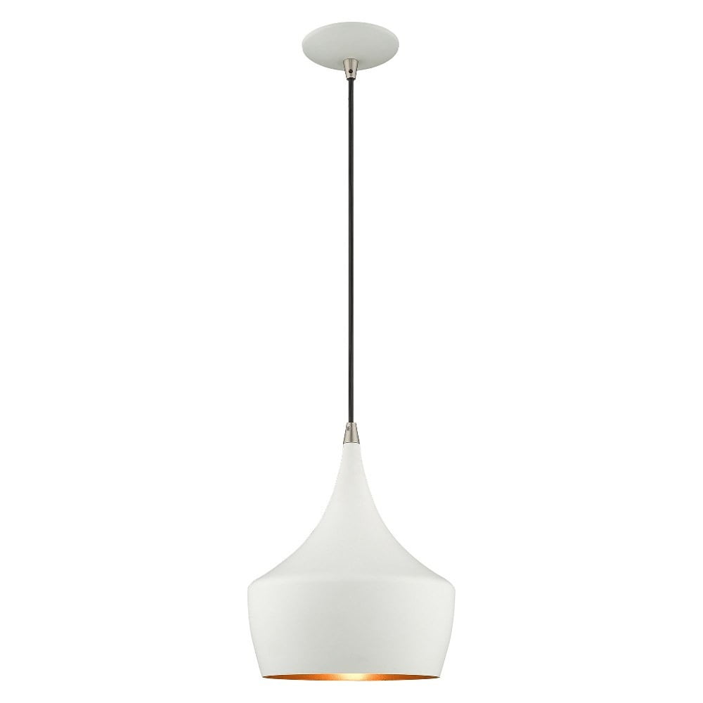 Waldorf Mini White Aluminum Pendant with Gold Lining