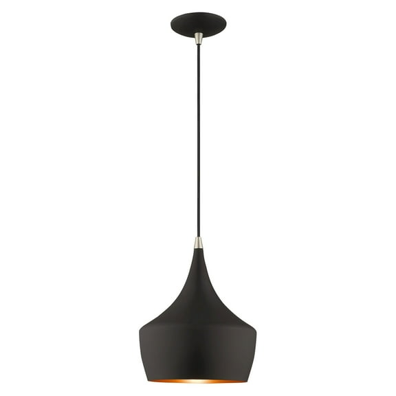 Livex Lighting Waldorf 1-Light Metal Single Pendant in Black