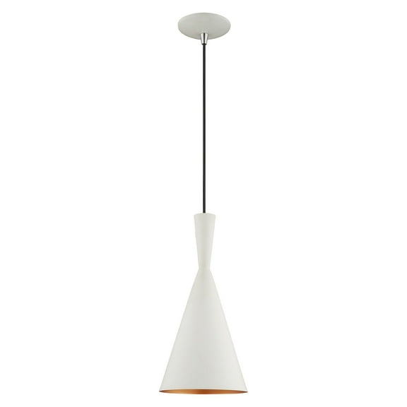 41185-03 Livex Lighting Waldorf - 1 Light Pendant In Industrial Style-21 Inches Tall and 7.25 Inches Wide-White Finish    -Traditional Installation