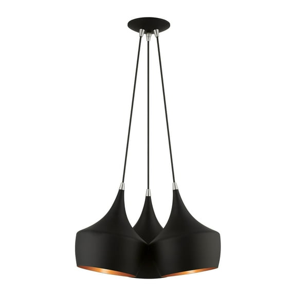 41083-04 Livex Lighting Waldorf - 3 Light Cluster Pendant In Mid Century Modern Style-18.5 Inches Tall and 20.5 Inches Wide-Black Finish