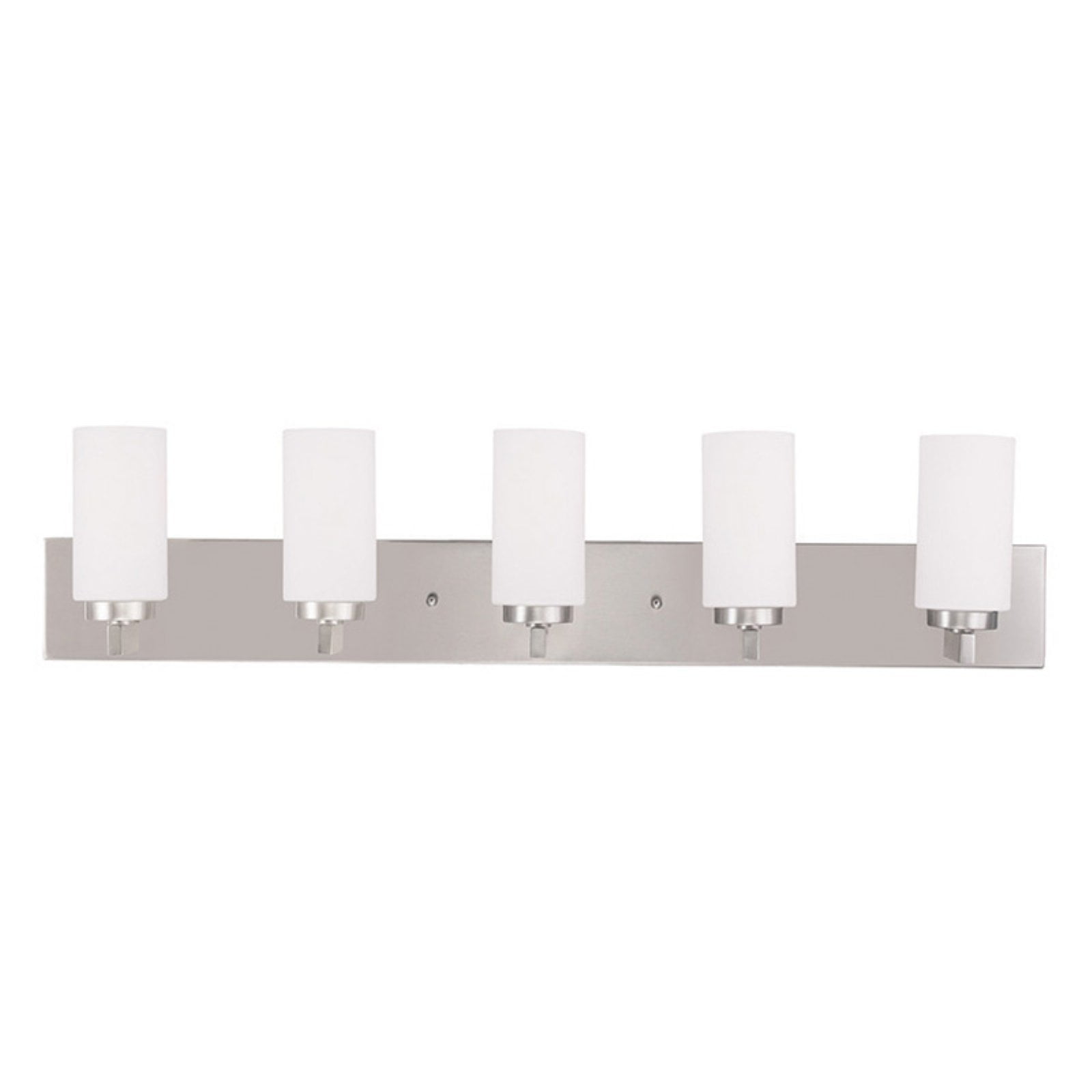 Brushed Nickel 5-Light Bath Vanity with Satin Opal Glass