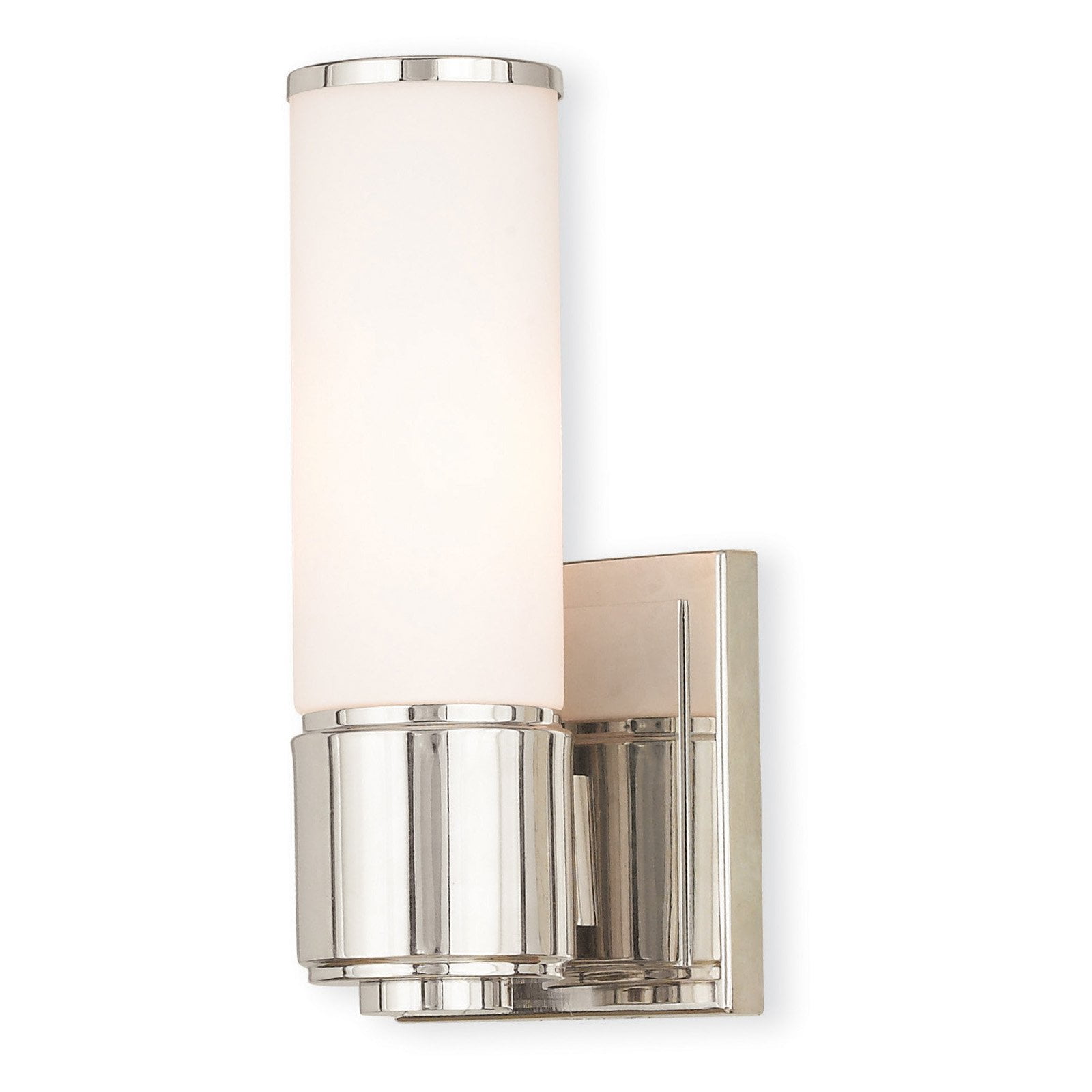 Polished Nickel Vanity Light with Satin Opal Glass
