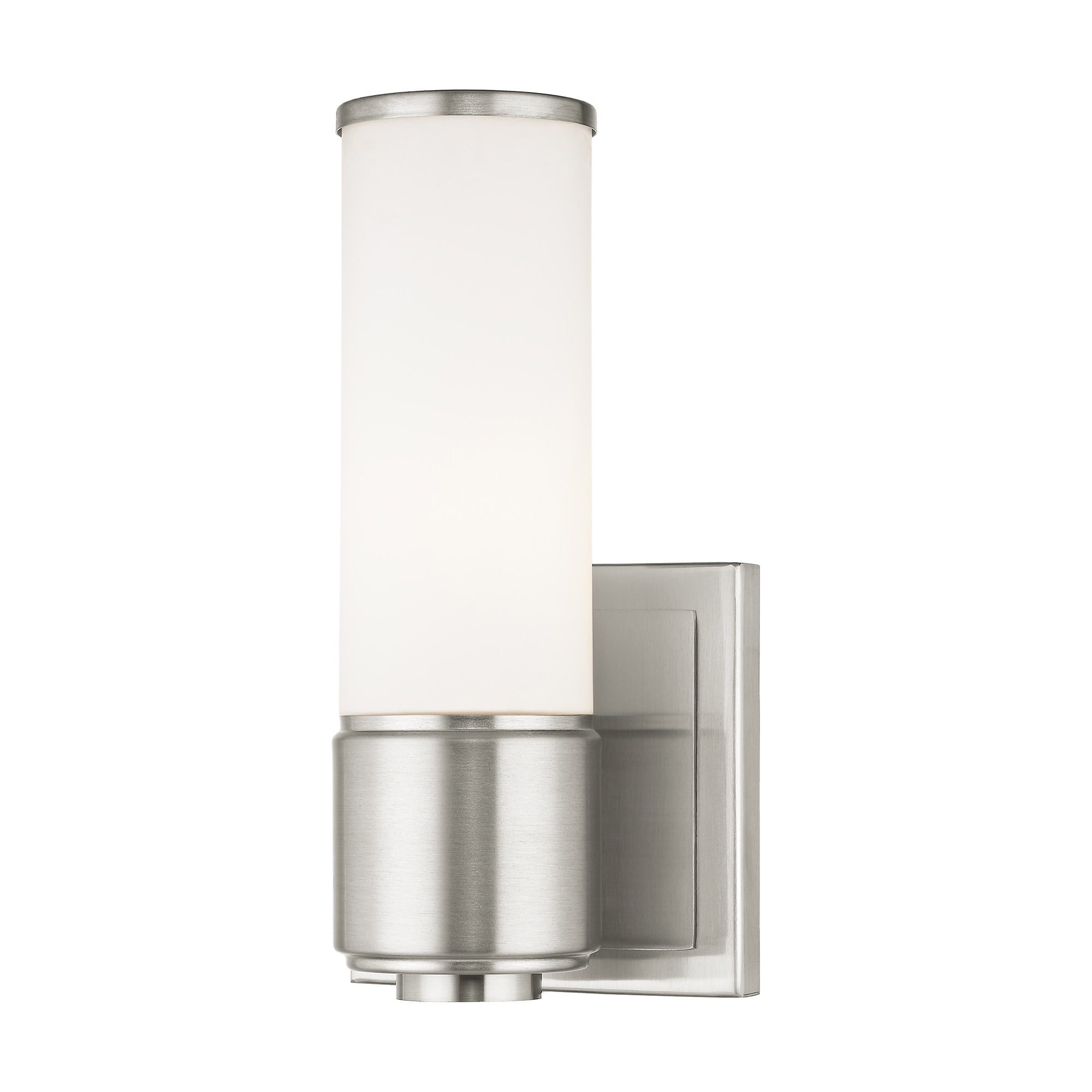 Elegant Brushed Nickel 1-Light Vanity Sconce with Satin Opal Glass