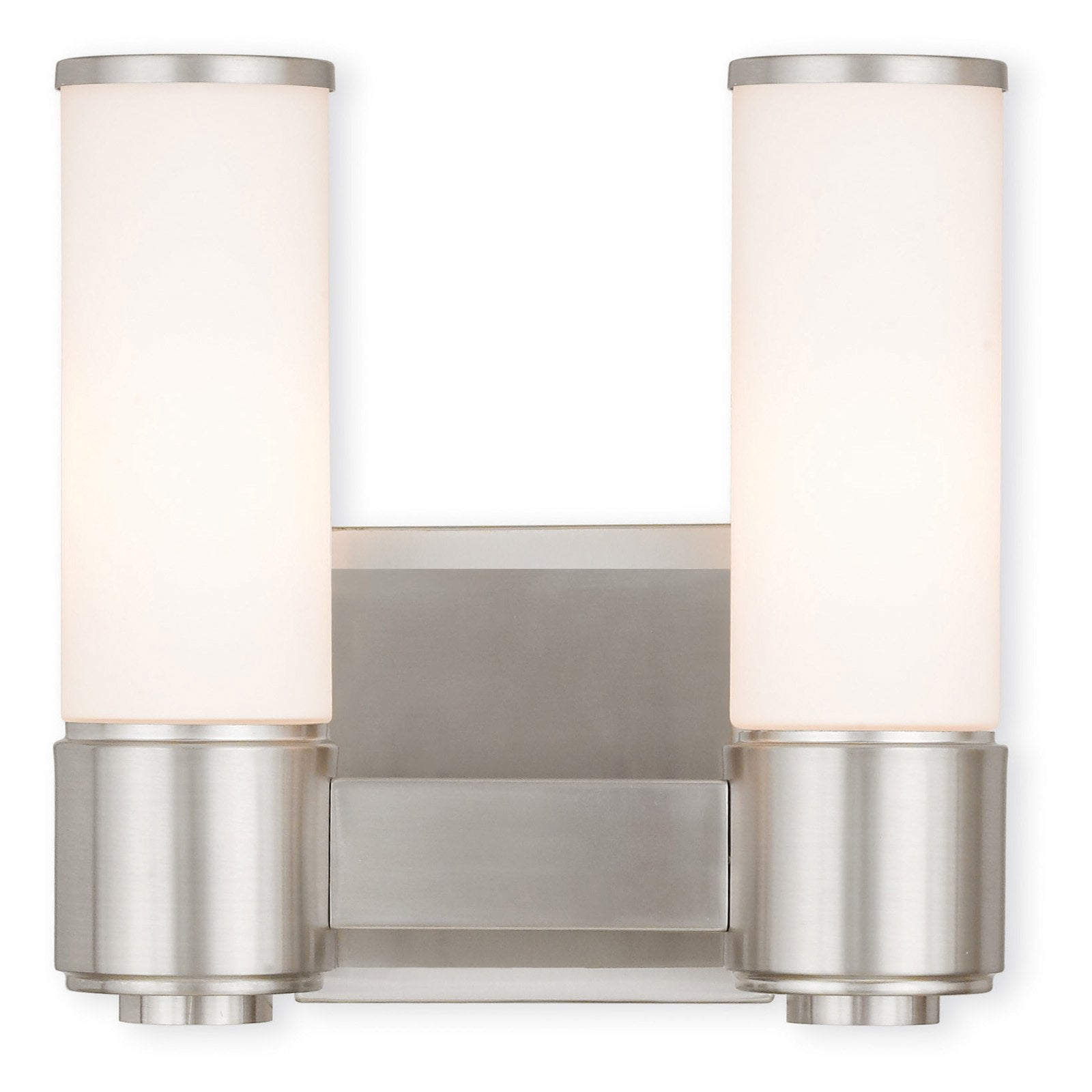 Weston Brushed Nickel 2-Light Vanity with Satin Opal Glass
