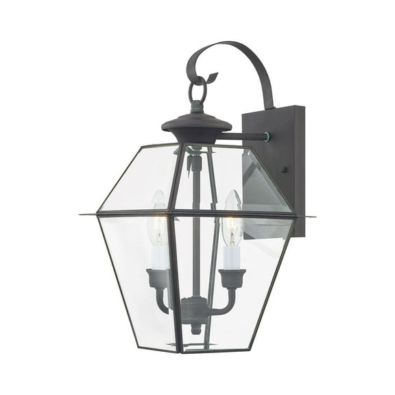 Livex Lighting Westover 2 Light Outdoor Wall Lantern in Charcoal