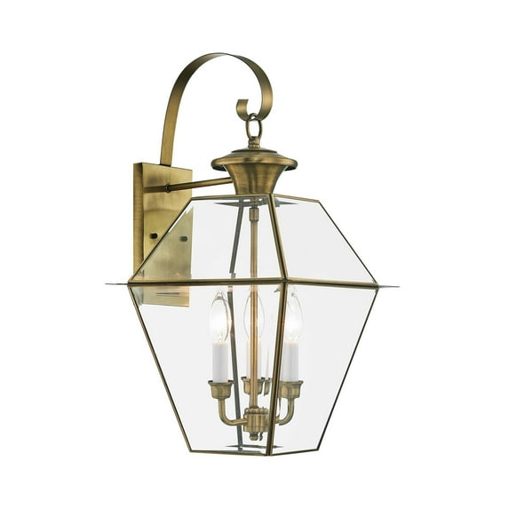 Livex Lighting Westover Outdoor Wall Lantern in Antique Brass