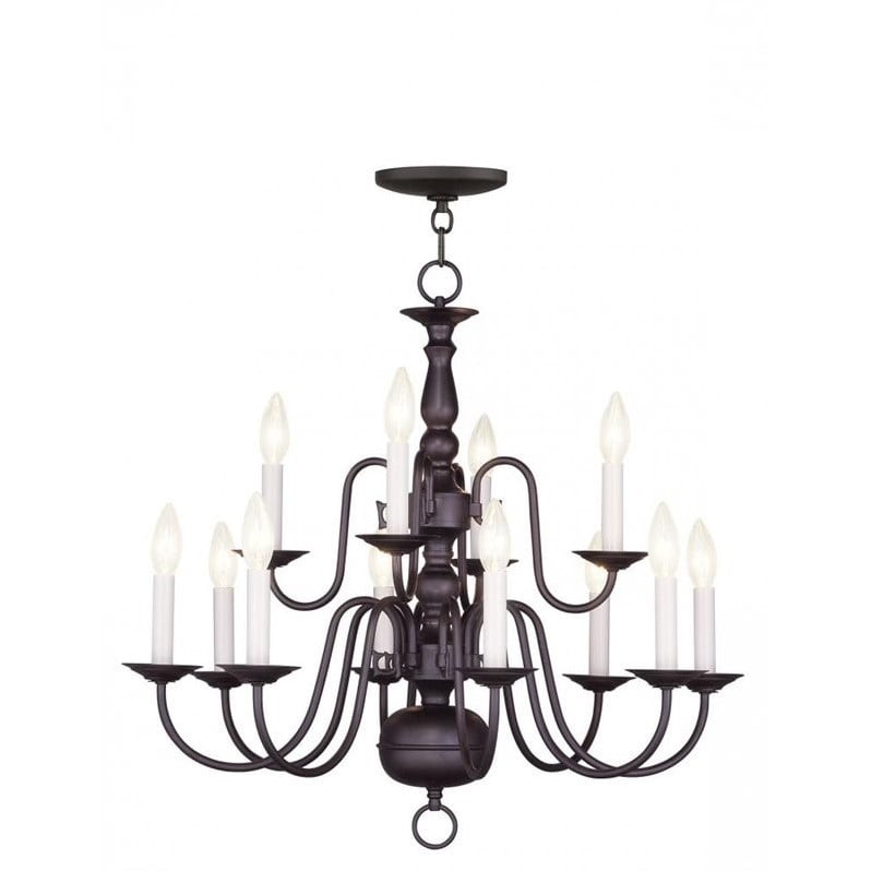Colonial Elegance Bronze 12-Light Candle-Style Chandelier