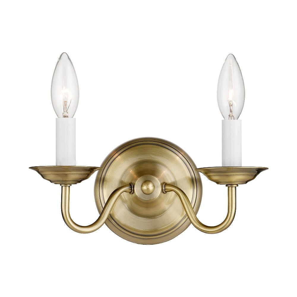 Antique Brass Double Light Colonial Wall Sconce