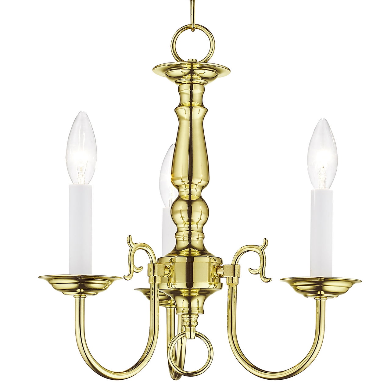 Elegant Williamsburgh Polished Brass Mini 3-Light Chandelier