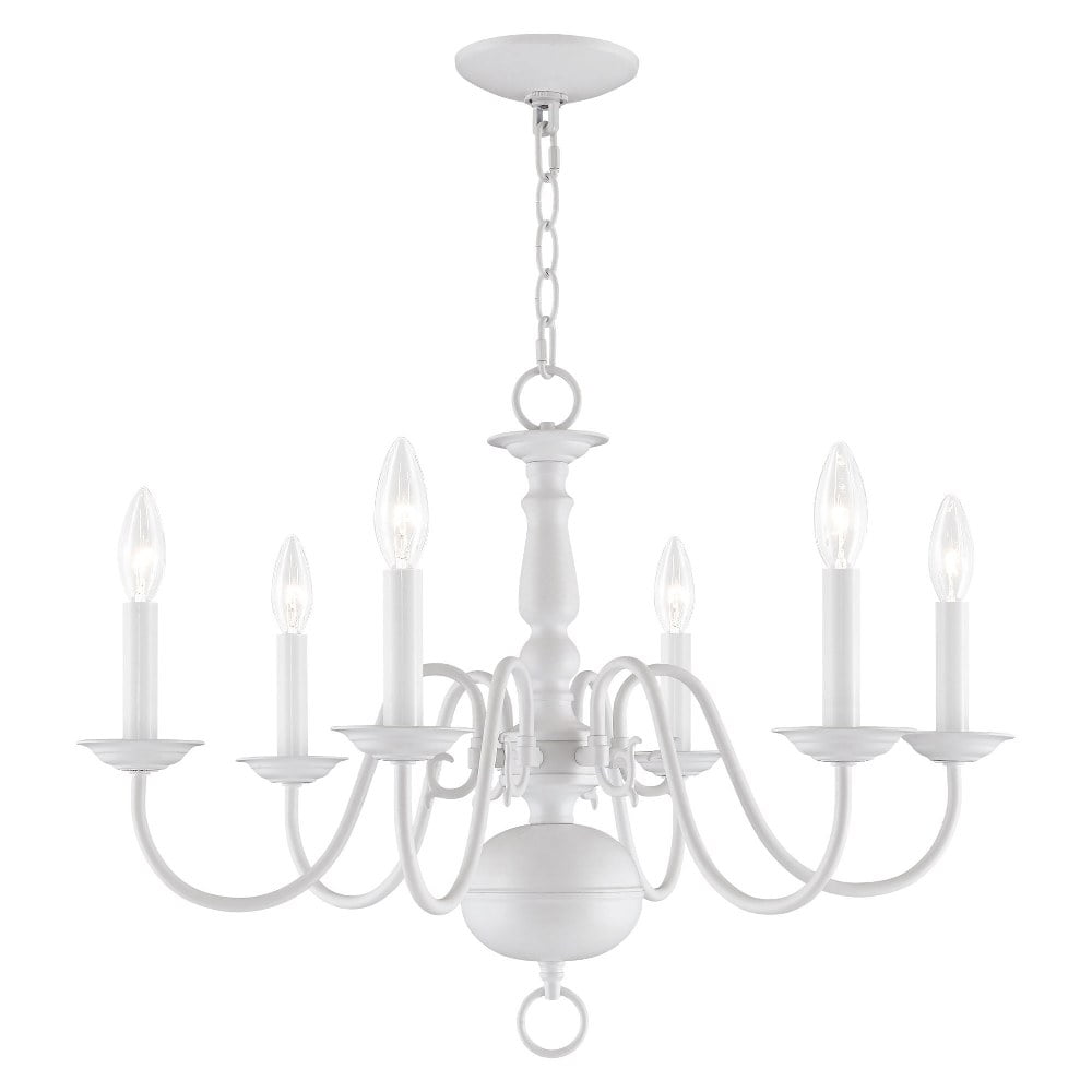 Colonial Elegance White 6-Light Candelabra Chandelier