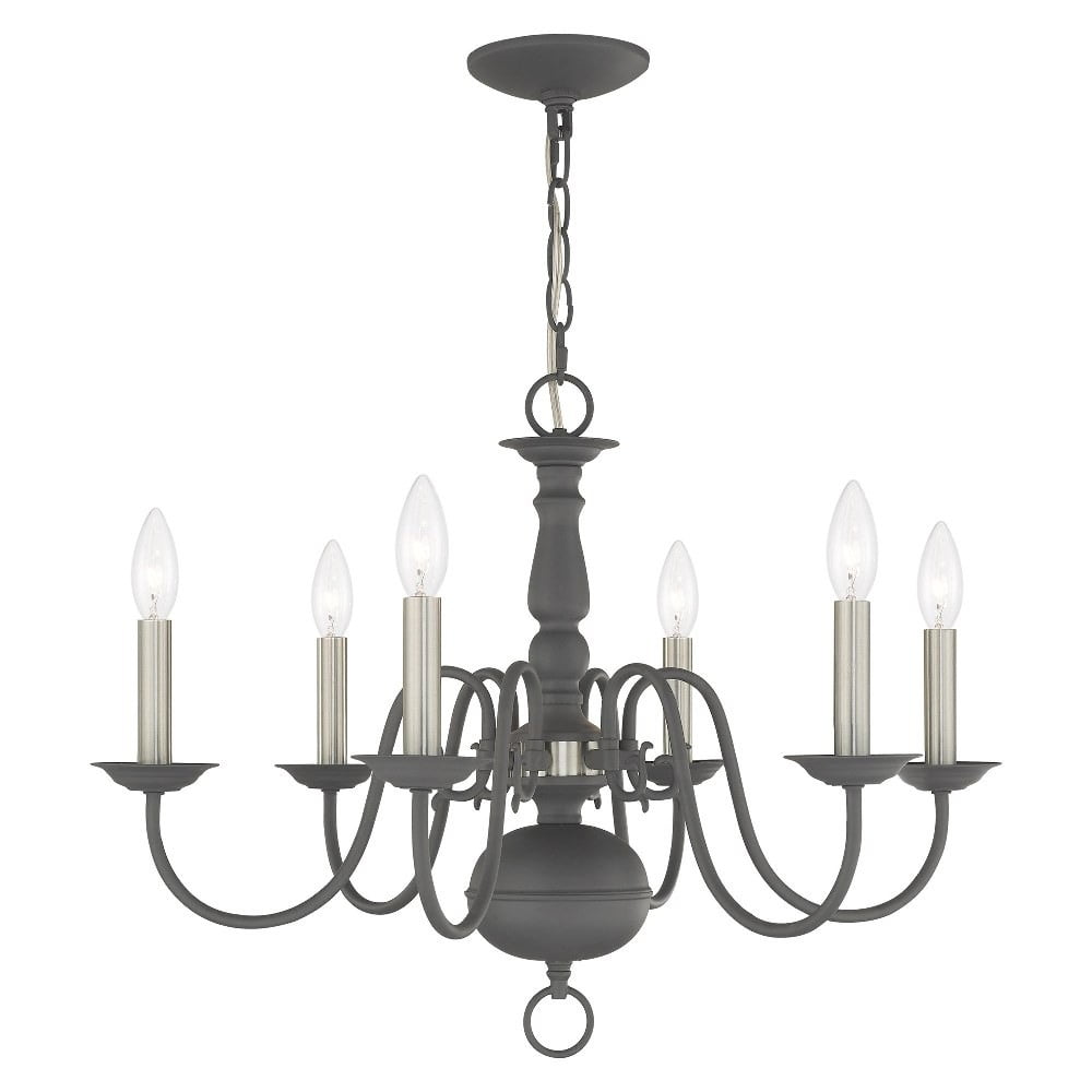 Williamsburgh 6-Light Scandinavian Gray Nickel Chandelier