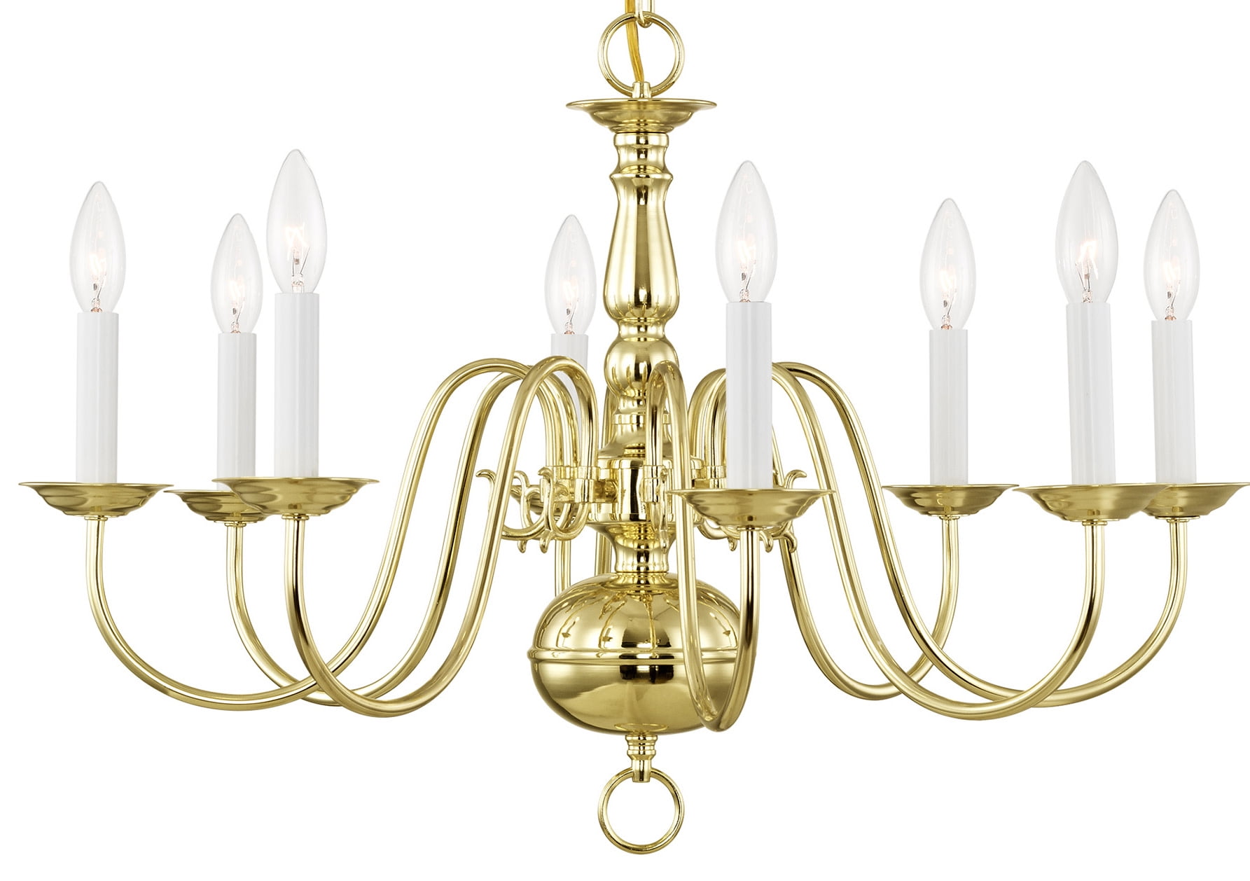 Colonial Elegance 8-Light Polished Brass Chandelier