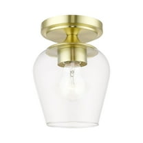 46720-12 Livex Lighting Willow - 1 Light Flush Mount In Transitional Style-7.5 Inches Tall and 5.75 Inches Wide-Satin Brass Finish