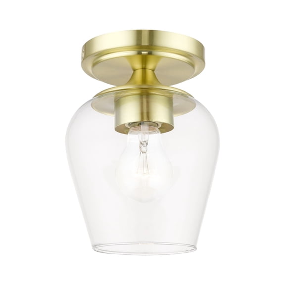 46720-12 Livex Lighting Willow - 1 Light Flush Mount In Transitional Style-7.5 Inches Tall and 5.75 Inches Wide-Satin Brass Finish