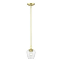 46721-12 Livex Lighting Willow - 1 Light Pendant In Transitional Style-16.5 Inches Tall and 5.75 Inches Wide-Satin Brass Finish -Traditional