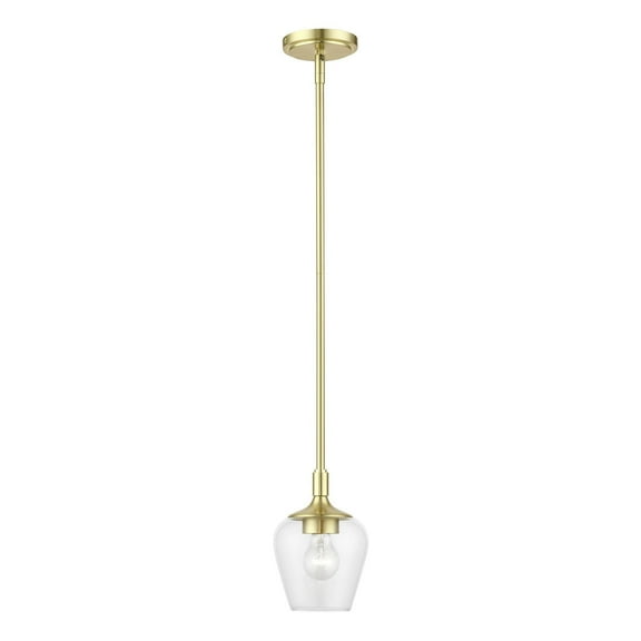 46721-12 Livex Lighting Willow - 1 Light Pendant In Transitional Style-16.5 Inches Tall and 5.75 Inches Wide-Satin Brass Finish    -Traditional