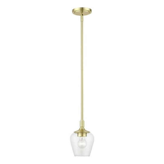 46721-12 Livex Lighting Willow - 1 Light Pendant In Transitional Style-16.5 Inches Tall and 5.75 Inches Wide-Satin Brass Finish -Traditional