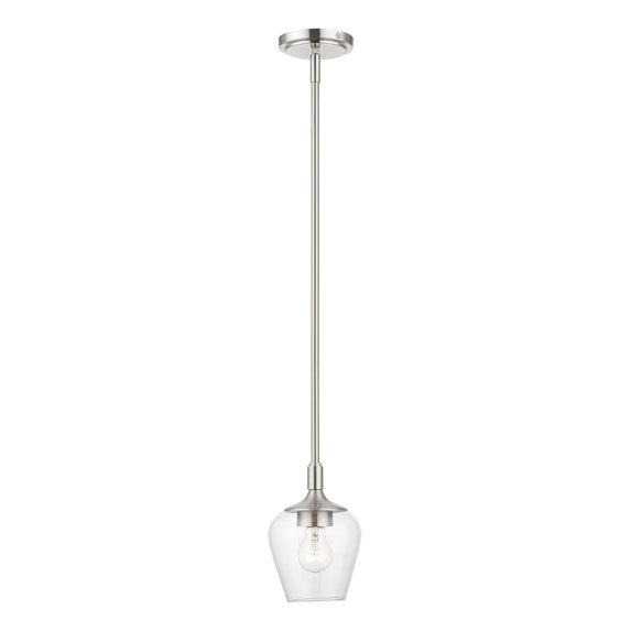 46721-91 Livex Lighting Willow - 1 Light Pendant In Transitional Style-16.5 Inches Tall and 5.75 Inches Wide-Brushed Nickel Finish -Traditional