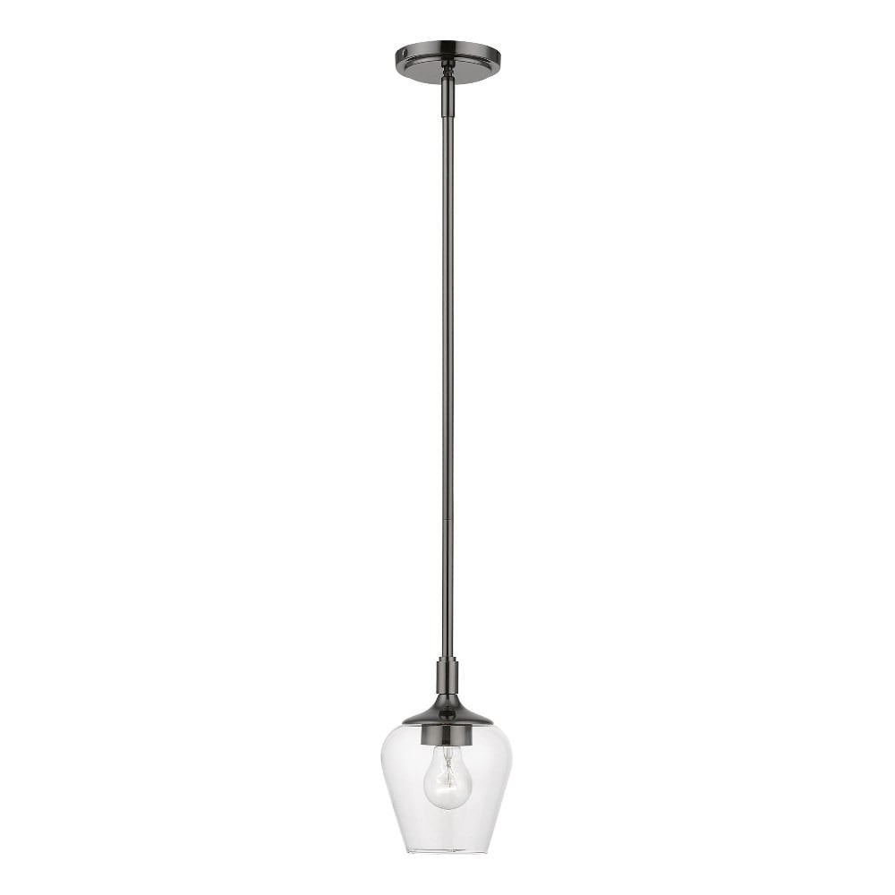 Willow Transitional 1-Light Pendant in Black Chrome with Clear Glass