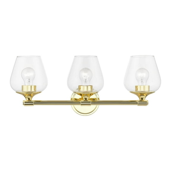 17473-02 Livex Lighting Willow - 3 Light Bath Vanity In Transitional Style-9.5 Inches Tall and 23 Inches Wide-Polished Brass Finish