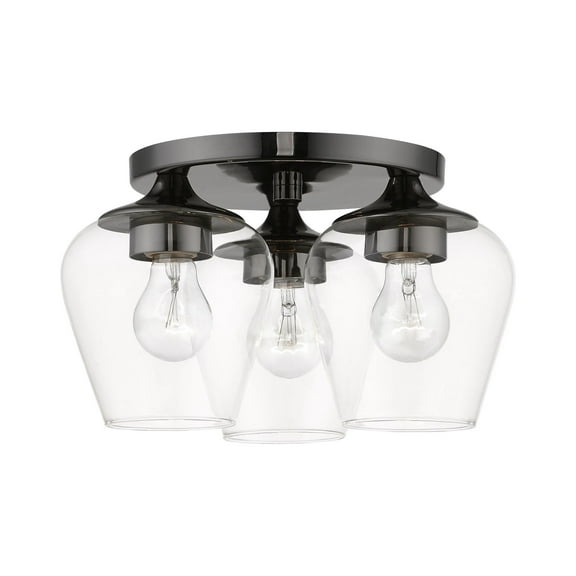 46723-46 Livex Lighting Willow - 3 Light Flush Mount In Transitional Style-7.5 Inches Tall and 13 Inches Wide-Black Chrome Finish